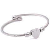 Three-color Wire Braided Bracelet with Heart Charm