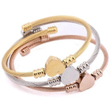 Three-color Wire Braided Bracelet with Heart Charm