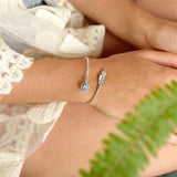 Vintage Silver Feather Moonstone Ladies Bracelet