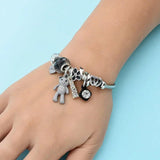 Adjustable Stainless Steel Daisy Charms Bangle Bracelet for Women Men