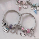Adjustable Stainless Steel Daisy Charms Bangle Bracelet for Women Men