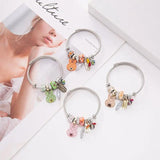 Adjustable Stainless Steel Daisy Charms Bangle Bracelet for Women Men