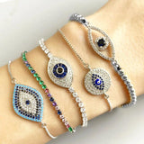 Rainbow Evil Eye Bracelet Copper Zircon Crystal Vintage Wedding Jewelry