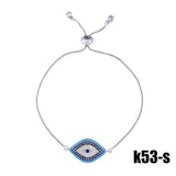 Rainbow Evil Eye Bracelet Copper Zircon Crystal Vintage Wedding Jewelry