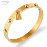 Lock Charm Bangles Rivet Spike Bangle Stainless Steel