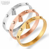 Lock Charm Bangles Rivet Spike Bangle Stainless Steel