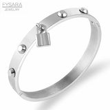 Lock Charm Bangles Rivet Spike Bangle Stainless Steel