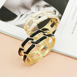 Alloy Cuff Bracelets Statement Oil-spot Glaze Chunky Oval Bangle