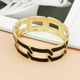Alloy Cuff Bracelets Statement Oil-spot Glaze Chunky Oval Bangle