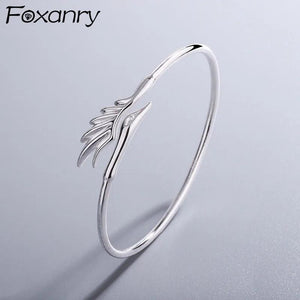 Silver Bird Wings Zircon Bangles Bride Jewelry