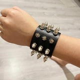 Leather Wristband Bracelet Cuff Goth Gothic Punk Bracelets Women Men