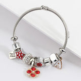 Pink Beaded Stainless Steel Bracelet for Women