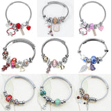 Pink Beaded Stainless Steel Bracelet for Women