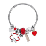 Pink Beaded Stainless Steel Bracelet for Women