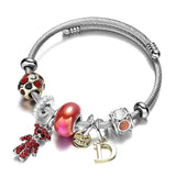 Pink Beaded Stainless Steel Bracelet for Women