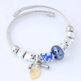 Pink Beaded Stainless Steel Bracelet for Women