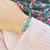 Green Stones Opening Bracelet Retro Style Female Accessories