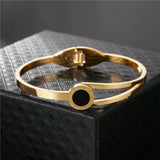 Women's Roman Numerals Acrylic Stone Open Bracelet