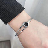 Women's Roman Numerals Acrylic Stone Open Bracelet