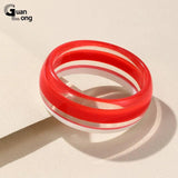 Vintage Resin Bracelet for Women Wide Bangle Stripe Party Jewelry