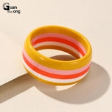 Vintage Resin Bracelet for Women Wide Bangle Stripe Party Jewelry
