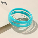 Vintage Resin Bracelet for Women Wide Bangle Stripe Party Jewelry