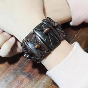 Bohemian Geometric Bracelet for Women Wood Bangle Ethnic Jewelry Gift