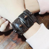 Bohemian Geometric Bracelet for Women Wood Bangle Ethnic Jewelry Gift
