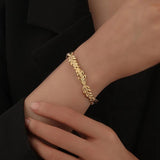 316L Stainless Steel Women Bangle Vintage Leaf Shape Silver Retro Style