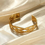 Stainless Steel Weave Bracelet Femme Engagement Jewelry Open Cuff