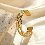 Stainless Steel Weave Bracelet Femme Engagement Jewelry Open Cuff