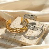 Stainless Steel Weave Bracelet Femme Engagement Jewelry Open Cuff
