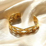 Stainless Steel Weave Bracelet Femme Engagement Jewelry Open Cuff