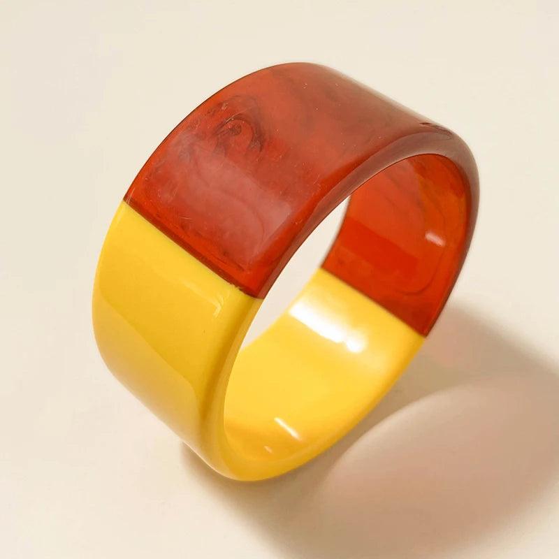 GongLong Resin Acrylic Round Women's Bangles Wide Bracelet Cuff Jewelry