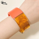GongLong Resin Acrylic Round Women's Bangles Wide Bracelet Cuff Jewelry