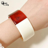 GongLong Resin Acrylic Round Women's Bangles Wide Bracelet Cuff Jewelry