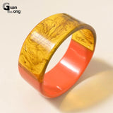 GongLong Resin Acrylic Round Women's Bangles Wide Bracelet Cuff Jewelry