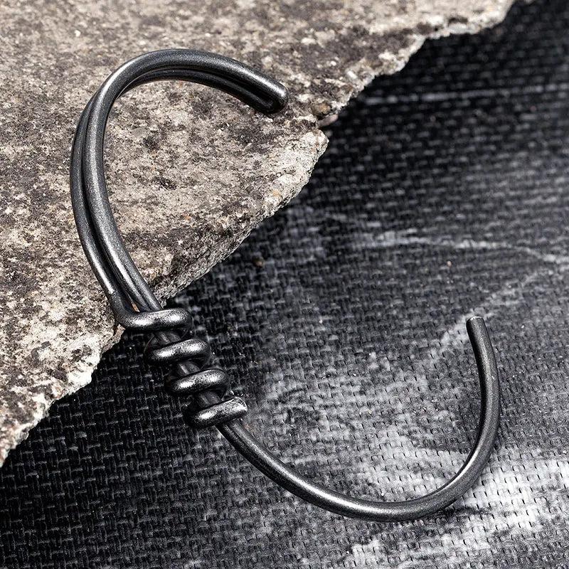 Men Vintage Cuff Bangle Bracelet Cuban Chain Retro Wristband