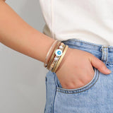 Boho Evil Eye Leather Bracelet Women Statement Braided Wrap Ethnic Jewelry