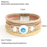 Boho Evil Eye Leather Bracelet Women Statement Braided Wrap Ethnic Jewelry