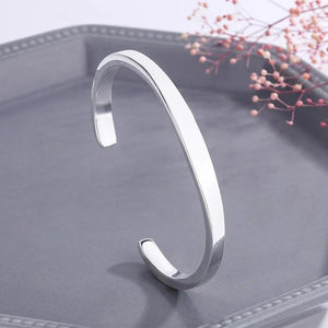 Silver Plated Glossy Bracelets Solid Opening Bangles
