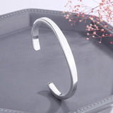 Silver Plated Glossy Bracelets Solid Opening Bangles
