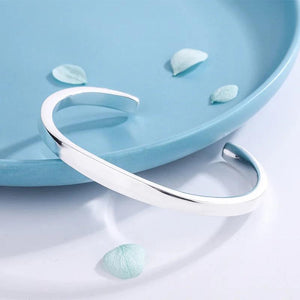 Silver Plated Glossy Bracelets Solid Opening Bangles