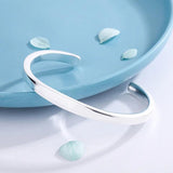 Silver Plated Glossy Bracelets Solid Opening Bangles
