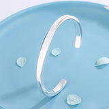 Silver Plated Glossy Bracelets Solid Opening Bangles