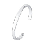 Silver Plated Glossy Bracelets Solid Opening Bangles