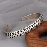 Engraved Tire Pattern Bracelet Thai Silver Hand Jewelry Hip-hop Charm