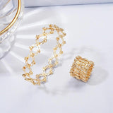 Adjustable Magnetic Therapy Magic Bracelet Ring Crystal Rhinestone Jewelry