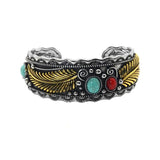 Navajo Style Oval Green Stone Bracelet for Men