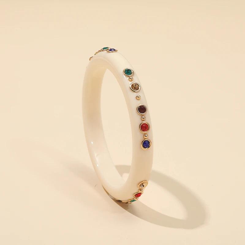 Colorful Crystal Resin Bangles Bracelet Acrylic Charms Gift Jewelry